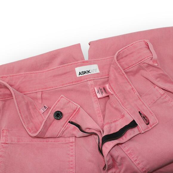 Sz 29 AskkNY Sailor Pant WashedPink Canvas HiRise WideLeg StretchTwill - Picture 7 of 12